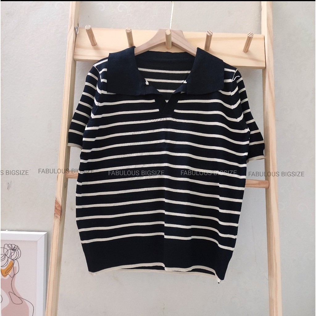 (Ảnh thật)BIGSIZE Áo len cổ polo siêu co giãn cho người béo mập Fabulous bigsize