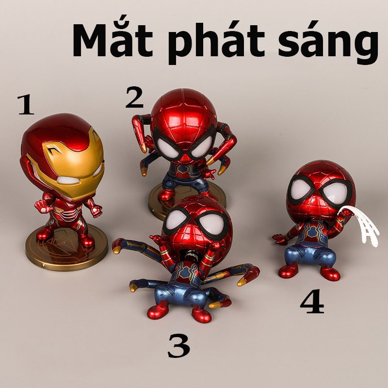 Mô Hình Iron Man & Spider Man Mắt Phát Sáng