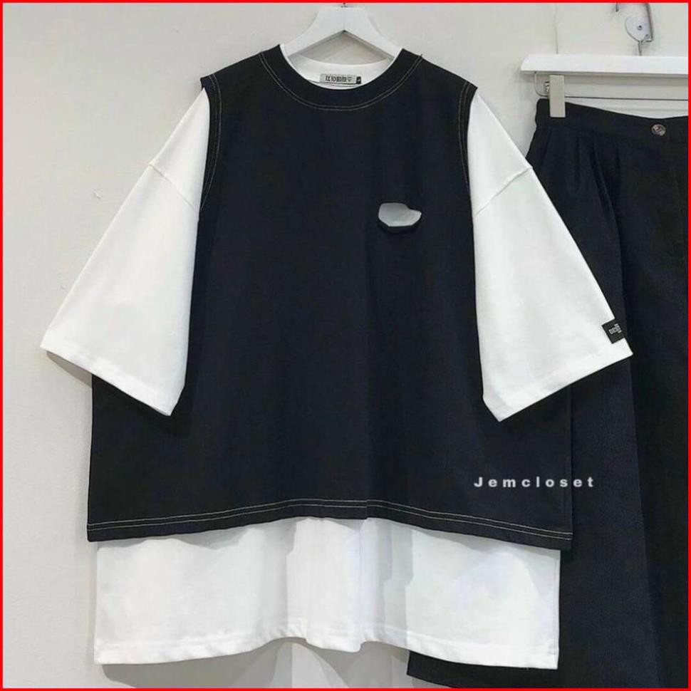 Áo Phông Nữ, Set Áo Thun Trắng mix Gile Đen Siêu Xinh Hàng Loại 1 | BigBuy360 - bigbuy360.vn