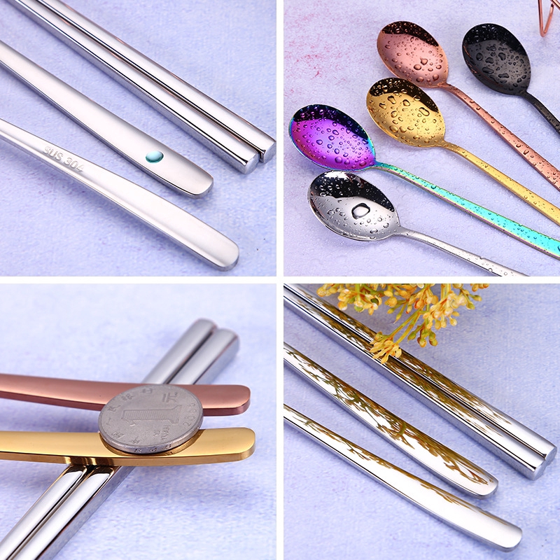 Bộ 5 sản phẩm gồm muỗng đũa nĩa và phụ kiện cố định đựng trong hộp tiện dụng