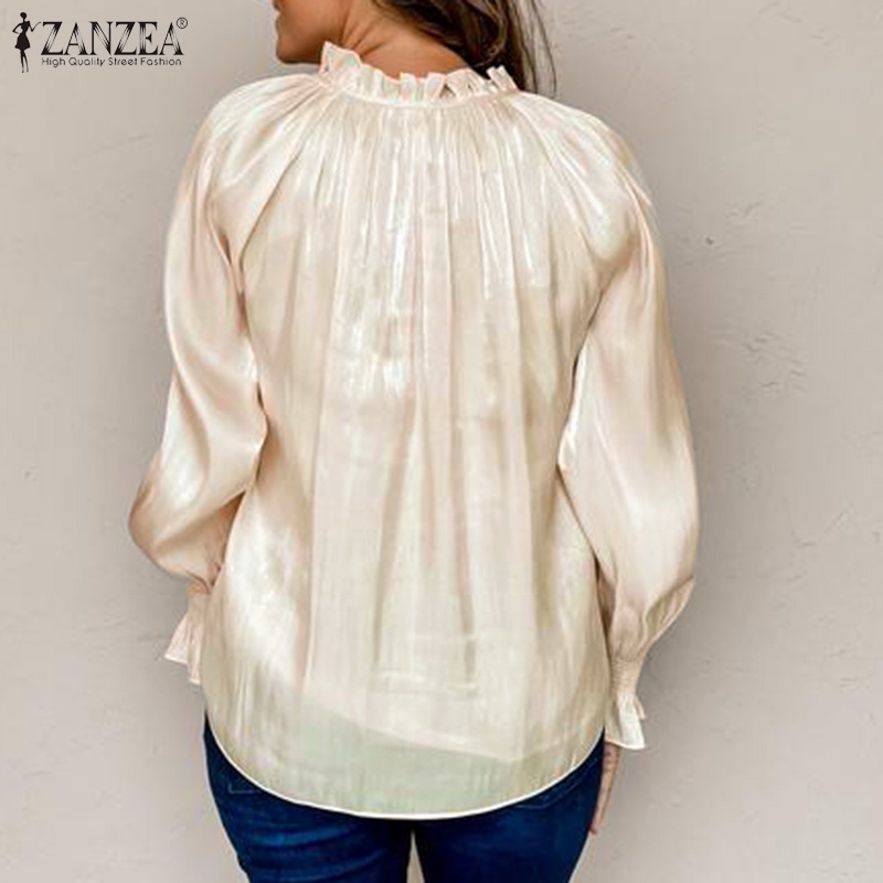 Áo ZANZEA tay dài cổ chữ V phong cách châu Âu thời trang cho nữ