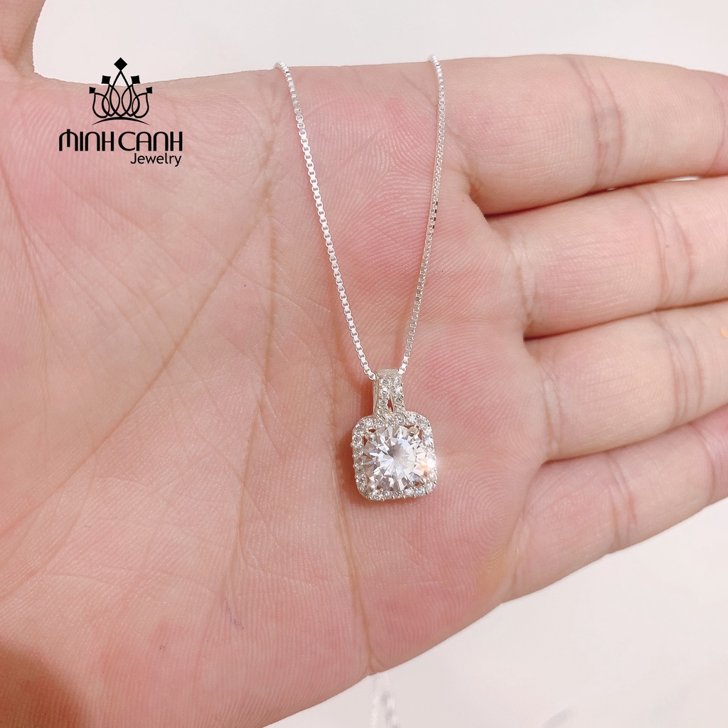 Dây Chuyền Bạc Nữ Mặt Đá Vuông Đính Đá Cao Cấp - Minh Canh Jewelry