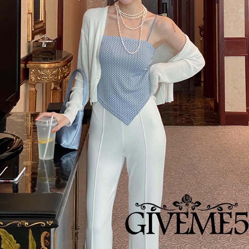 Áo hai dây cổ vuông họa tiết sọc thời trang quyến rũ cho nữ