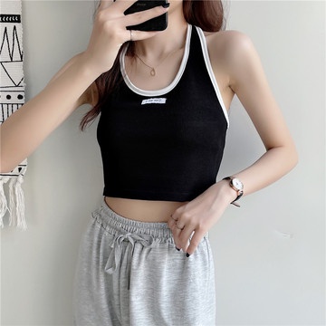 Áo Tank Top Dệt Kim Cổ Yếm Dáng Ngắn Thời Trang Mùa Hè Cho Nữ 2021
