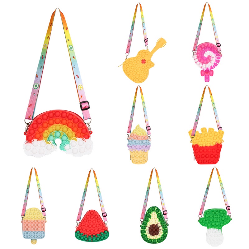 🧨Pop It 2021🧨pop it bag, Đồ Chơi Nhấn Bong Bóng, Túi cầu vồng, Avocado bags, Crossbody Bag, Ví tiền xu silicone cho bé