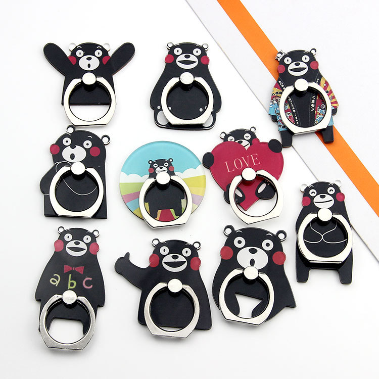 New Cute Japanese Cartoon Kumamon Black Bear Mobile Phone Ring Holder Desktop Mobile Phone Bracket Dây điện thoại di động