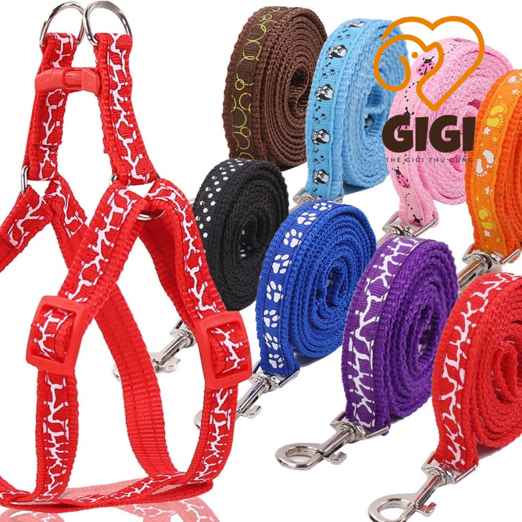 Dây dắt thú cưng dạng yếm loại dày vải bò nhiều màu giá rẻ phụ kiện cho thú cưng chó mèo dùng khi đi dạo - GiGi Pet Shop