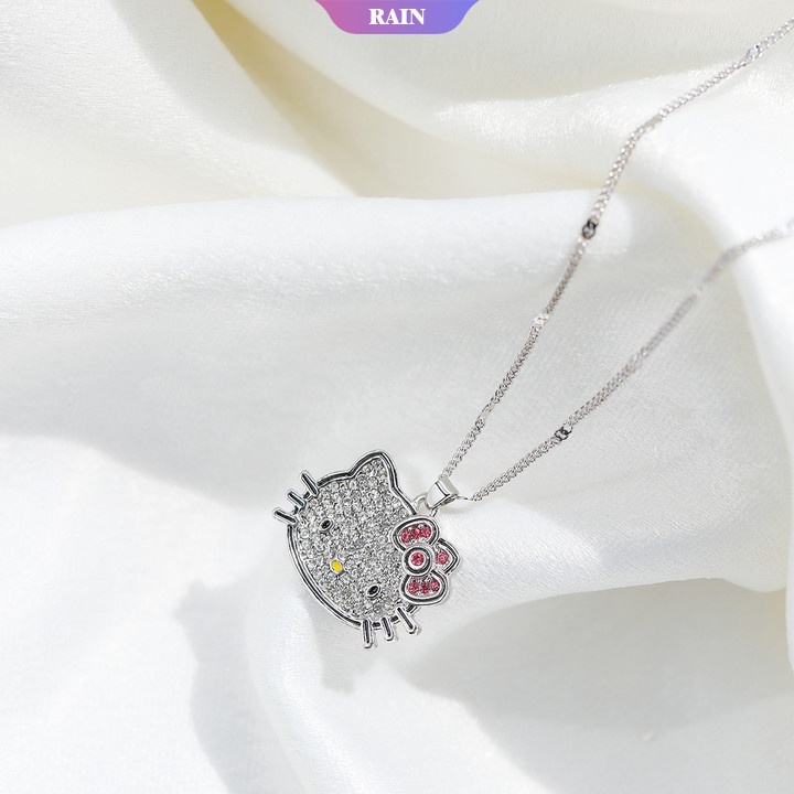 SANRIO Vòng cổ Mặt Hình Mèo Hello Kitty Đính Đá Dễ Thương Thời Trang