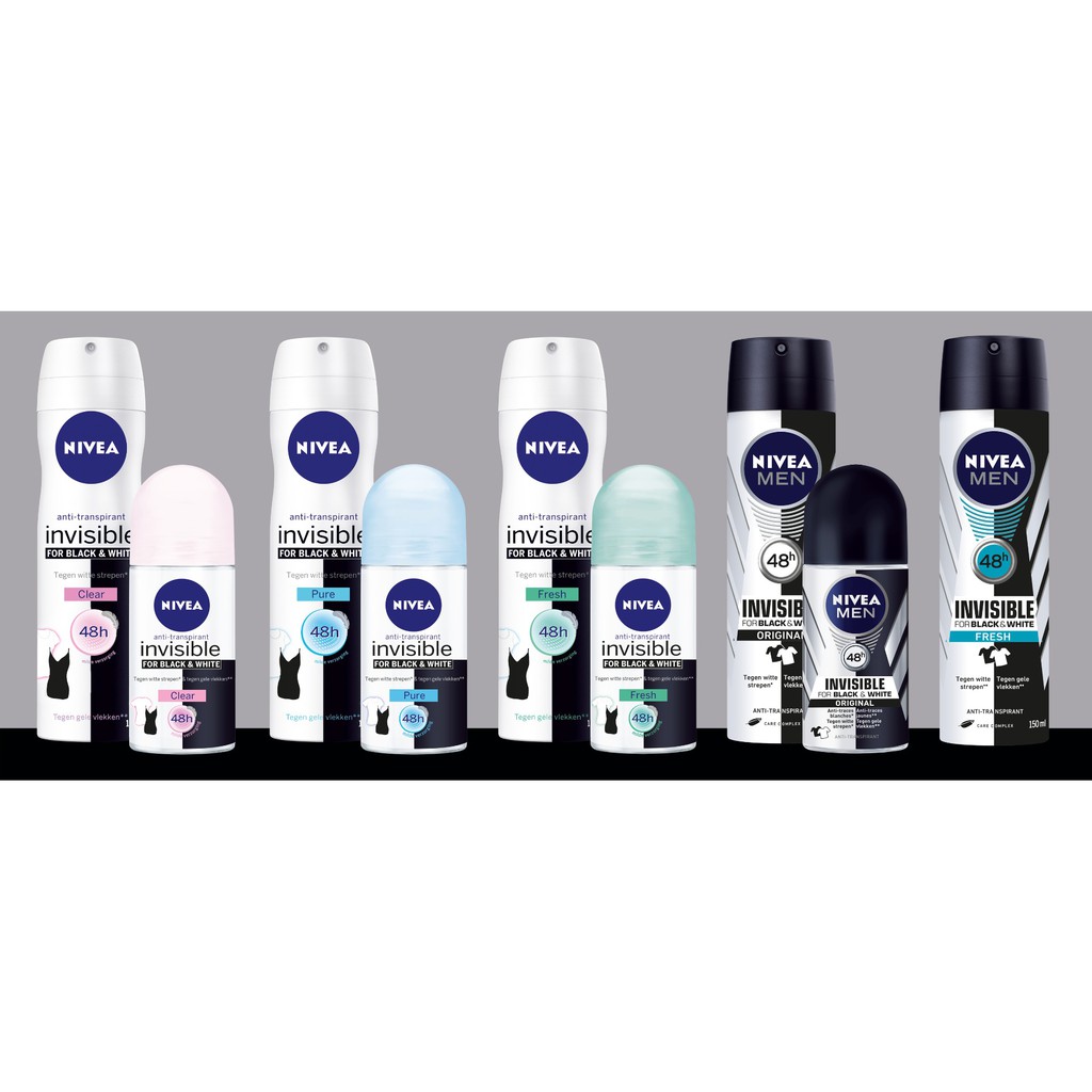 Xịt Khử Mùi Cho Nữ Giảm Vệt Ố Vàng Nivea Invisible For Black &amp; White 150ml