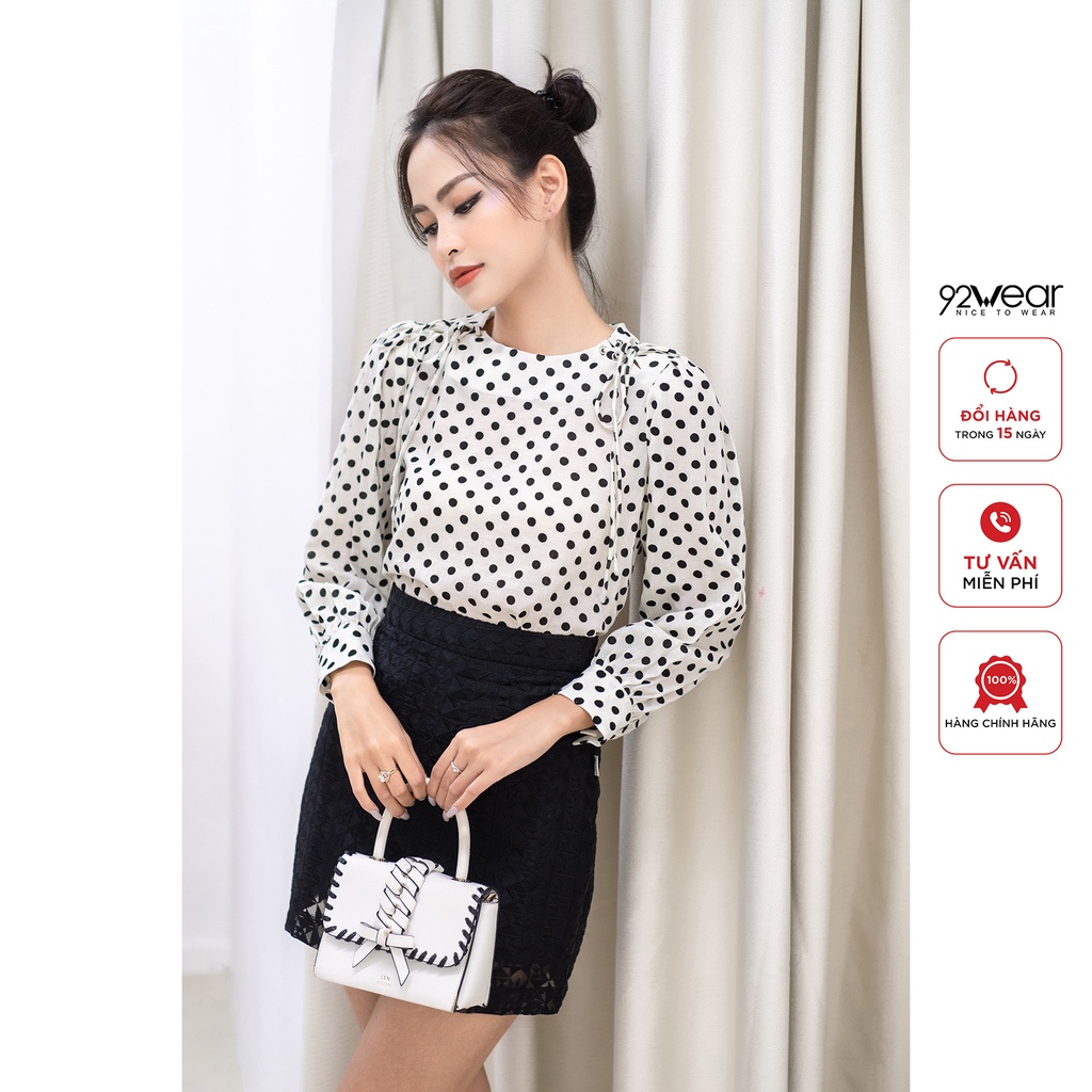 Áo sơ mi dài tay 92Wear, thiết kế dây rút cổ độc đáo, sành điệu ASA2040