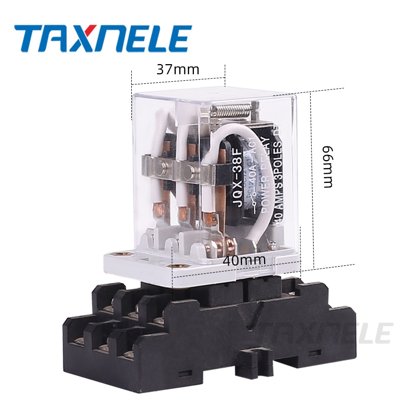 Rơ Le Điện Từ JQX-38F 3Z 40A 11pin DC12V DC24V AC110V AC220V Kèm Đế