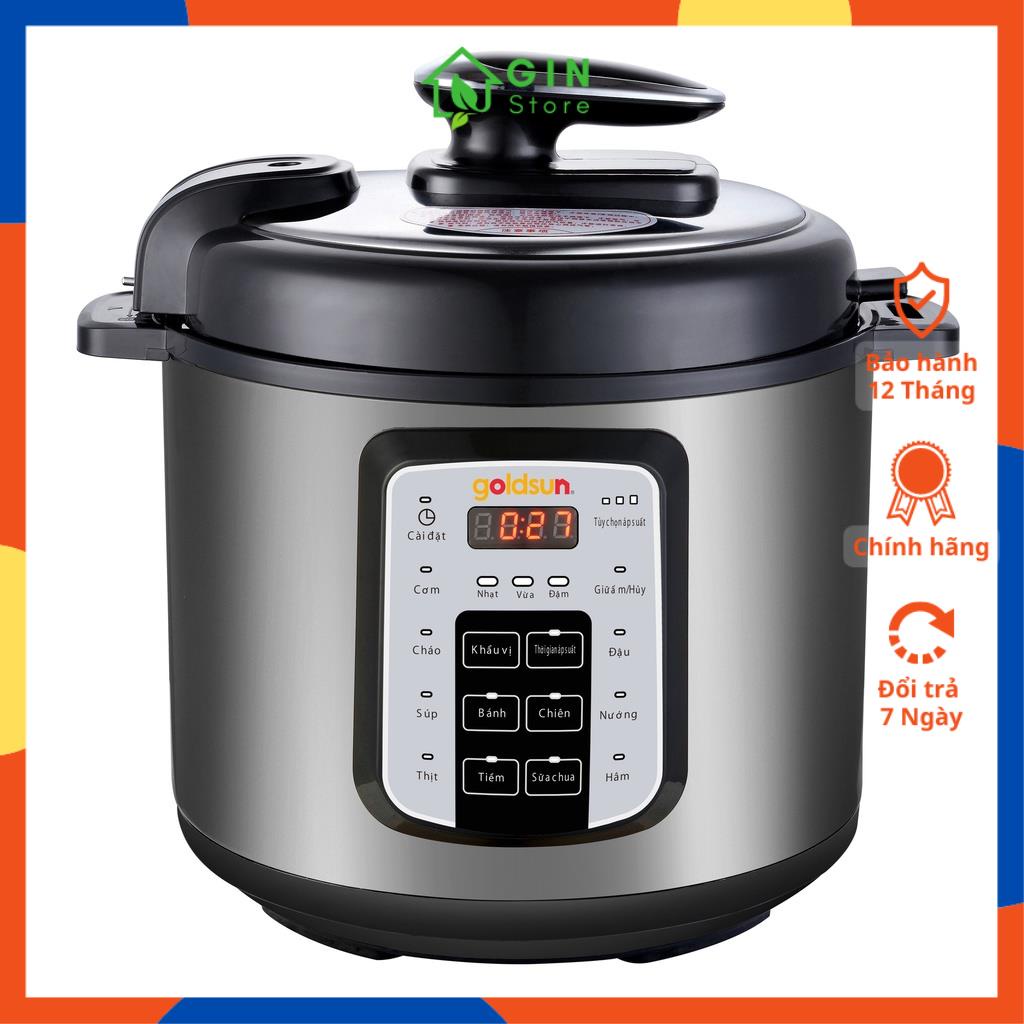 FreeShip - Nồi áp suất đa năng Goldsun CD4701 6 Lít, Nồi áp suất nấu cơm, hầm xương, hầm cháo, BH 12 tháng - Chính hãng