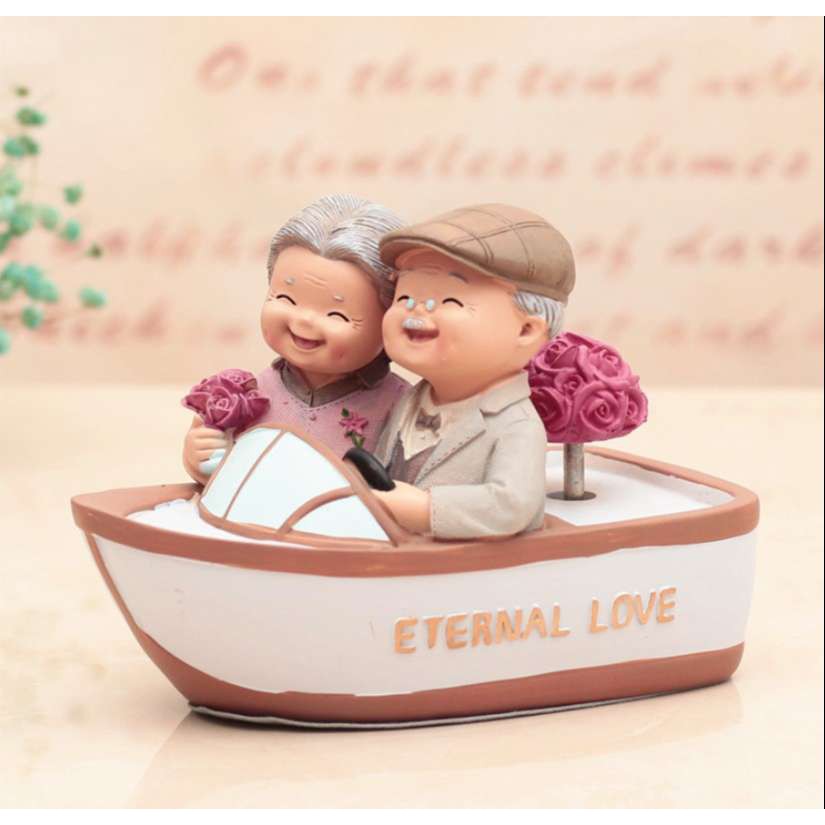 Bộ tượng trang trí ông bà làm quà tặng, trang trí cây cảnh