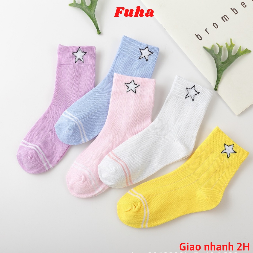 Set 2 đôi tất cổ cao cho bé Fuha, vớ họa tiết nhiều màu đáng yêu