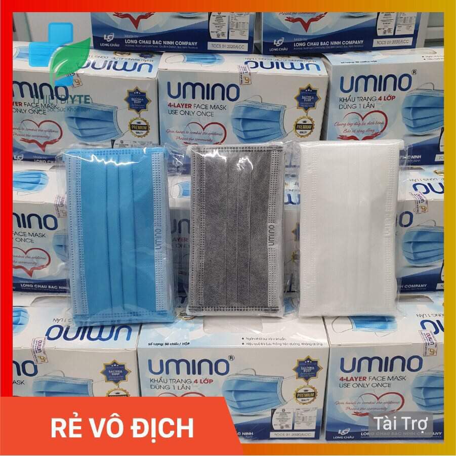 [CHÍNH HÃNG ] Khẩu Trang Y Tế UMINO 4 Lớp Có LOGO, Hộp 50 Chiếc Tác Dụng Tránh Khói BỤi  Lọc Khói Bụi Độc Hại | BigBuy360 - bigbuy360.vn