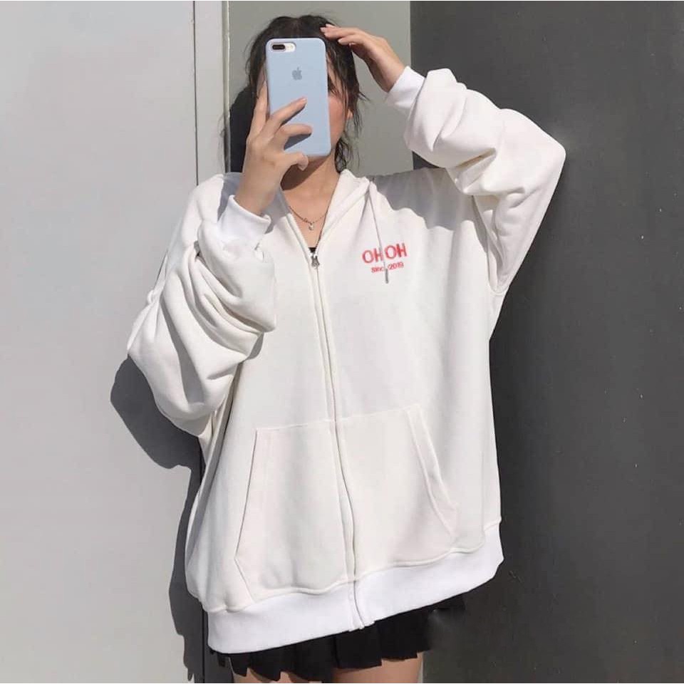 Áo khoác chống nắng❤️  HOODIE  dây kéo OHOH cho nam nữ form rộng có nón ULZZANG VIVU123STORE   HOD064