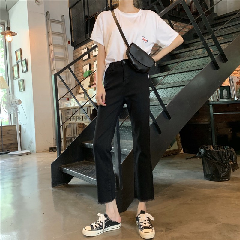 Quần jean Xiaozhainv lưng cao kiểu dáng Hàn Quốc