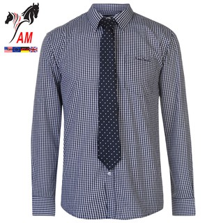 [Sale] Áo Sơ mi nam dài Tay Pierre Cardin Long Sleeve Shirt Mens With Giorgio Tie (Xanh Navy- Size EU - Xách Tay UK )