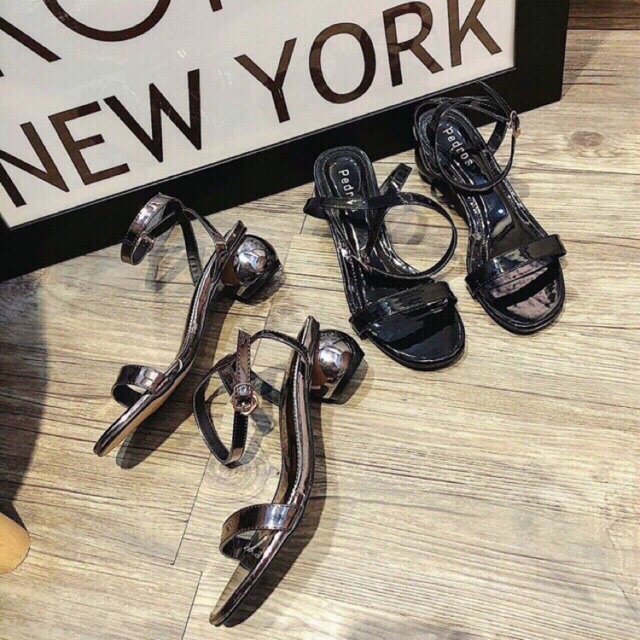 Sandal quai mảnh gót tròn