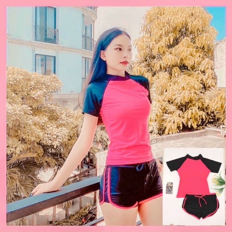 ĐỒ BƠI NỮ . Bikini cọc tay quần đùi kiểu dáng học sinh dễ thương full màu