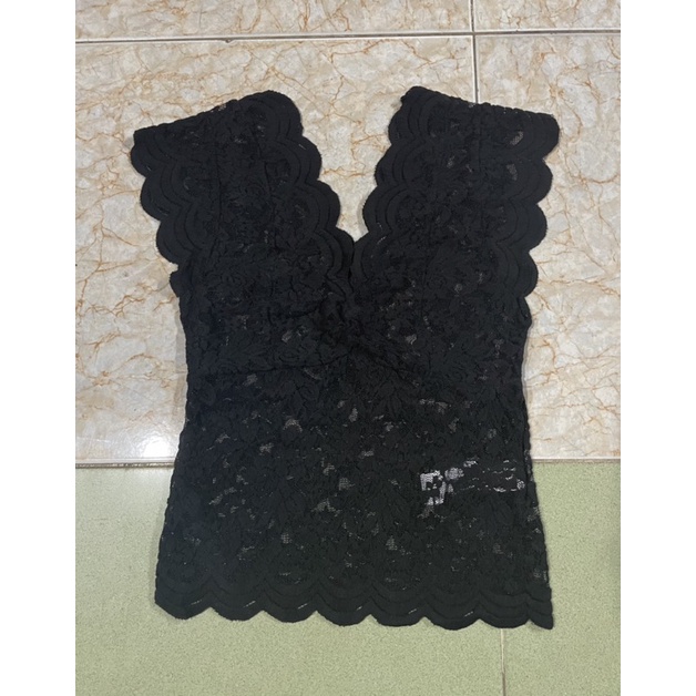 Áo Zara Auth Tuồn Ren Đen Sexy Size S