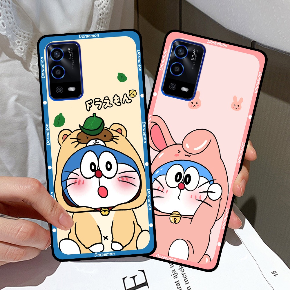 Ốp Oppo A55 in hình cặp đôi doremon, hổ, khủng long dễ thương