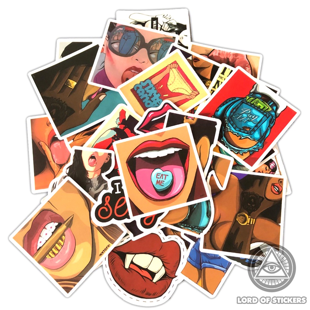 Set 50 Nhãn Dán Sexy Girl Sticker Hình Cô Gái Gợi Cảm Chống Thấm Nước Dán Mũ Bảo Hiểm, Laptop, Điện Thoại, Đàn Guitar