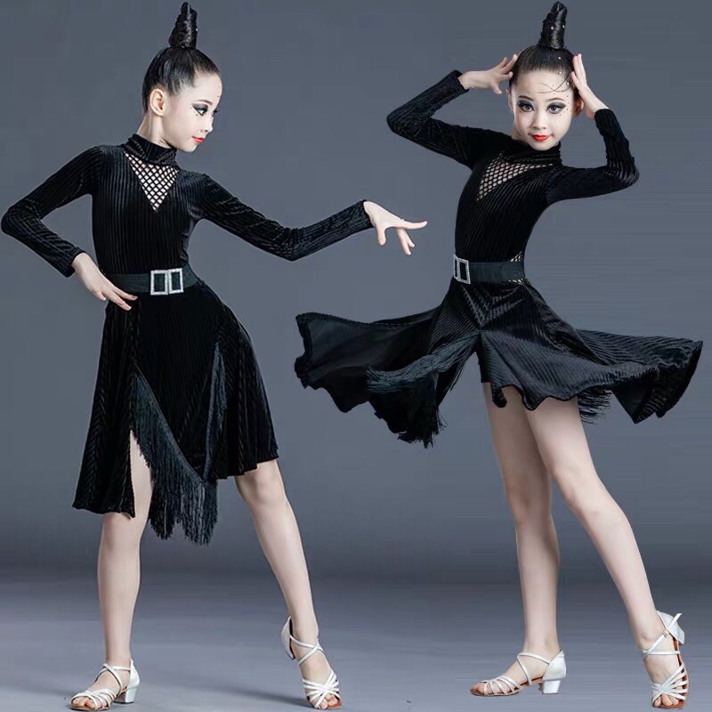 Đầm khiêu vũ latin thu đông trẻ em