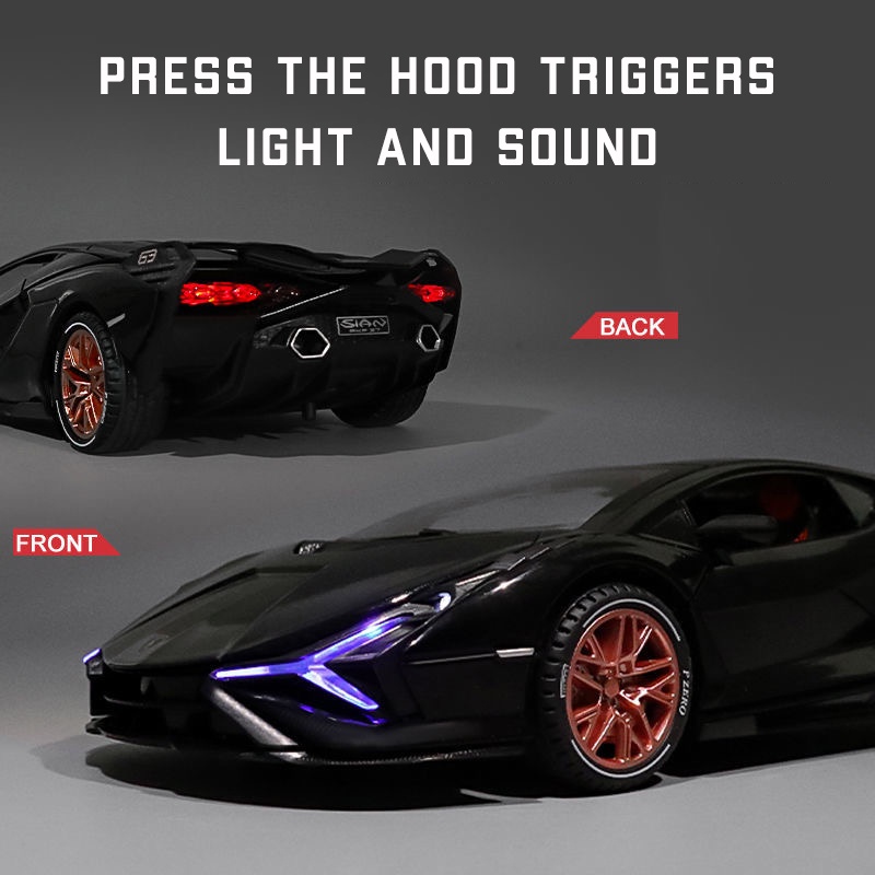 Mô Hình Xe Hơi Lamborghini Sian Tỉ Lệ 1: 24 Bằng Hợp Kim Có Đèn Và Nhạc