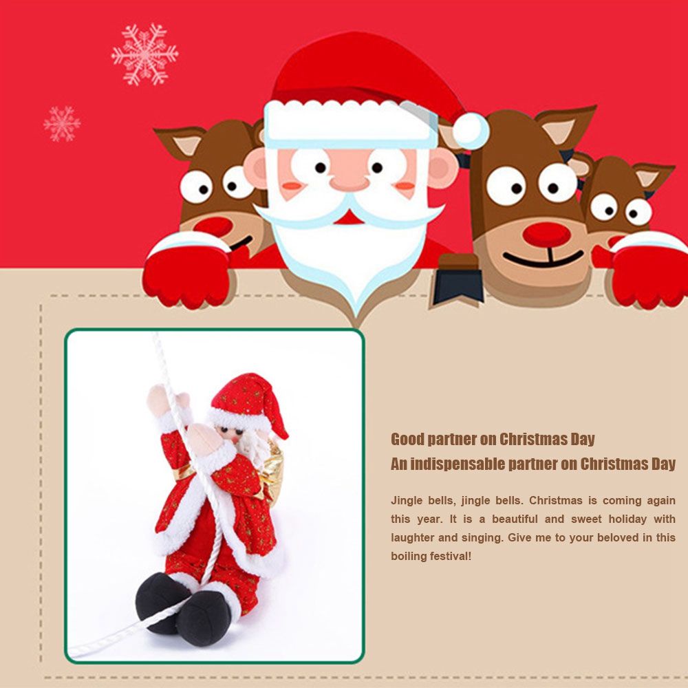Búp bê nhồi bông hình ông già Noel leo dây ngộ nghĩnh dùng trang trí Giáng Sinh/ năm mới