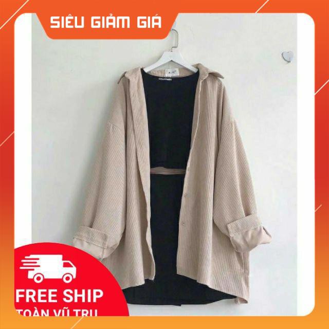 Áo sơ mi nhung Gân basic Unisex