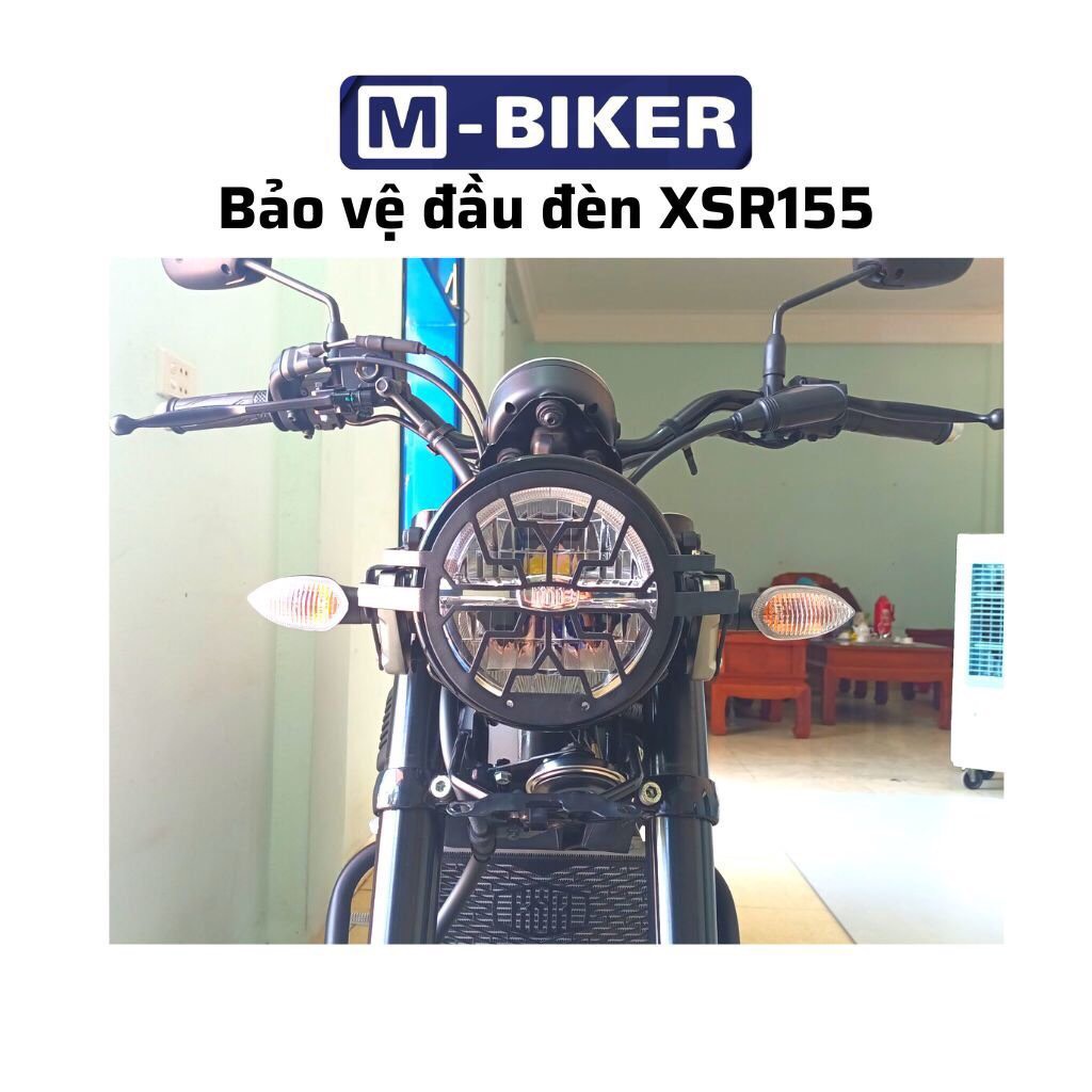 Bảo vệ đầu đèn cho yamaha xsr155, che đầu đèn yamaha xsr155, sơn tĩnh điện màu đen chính hãng Mbiker