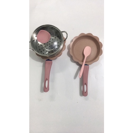 Bộ Nồi,Chảo, Hấp Đá Cao Cấp Cho Bé Ăn Dặm nguyên set