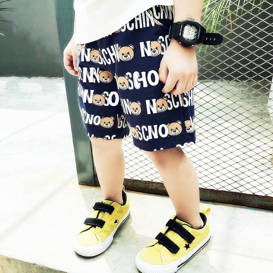 Quần Short Cotton Mỏng Năm Tấc Màu Đen In Họa Tiết Phong Cách Hàn Quốc Nhật Bản Thời Trang Mùa Hè Cho Bé Trai / Gái