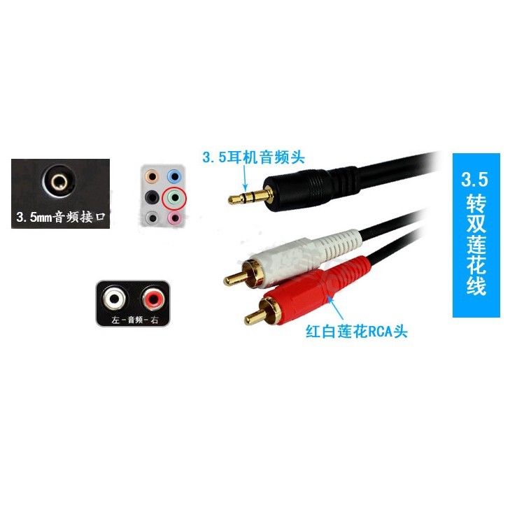 Cáp chuyển đổi âm thanh 3.5mm sang 2 rca chuyên dụng cao cấp