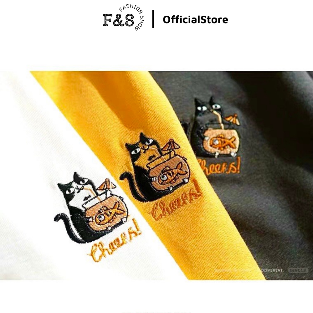 Áo thun tay lỡ unisex MÈO CHEERS - Áo phông nam nữ form rộng cho cặp đôi, hội nhóm phong cách hàn quốc vải dày dặn
