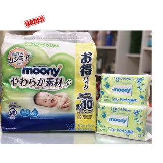 Xách 10 gói khăn ướt moony 80 tờ