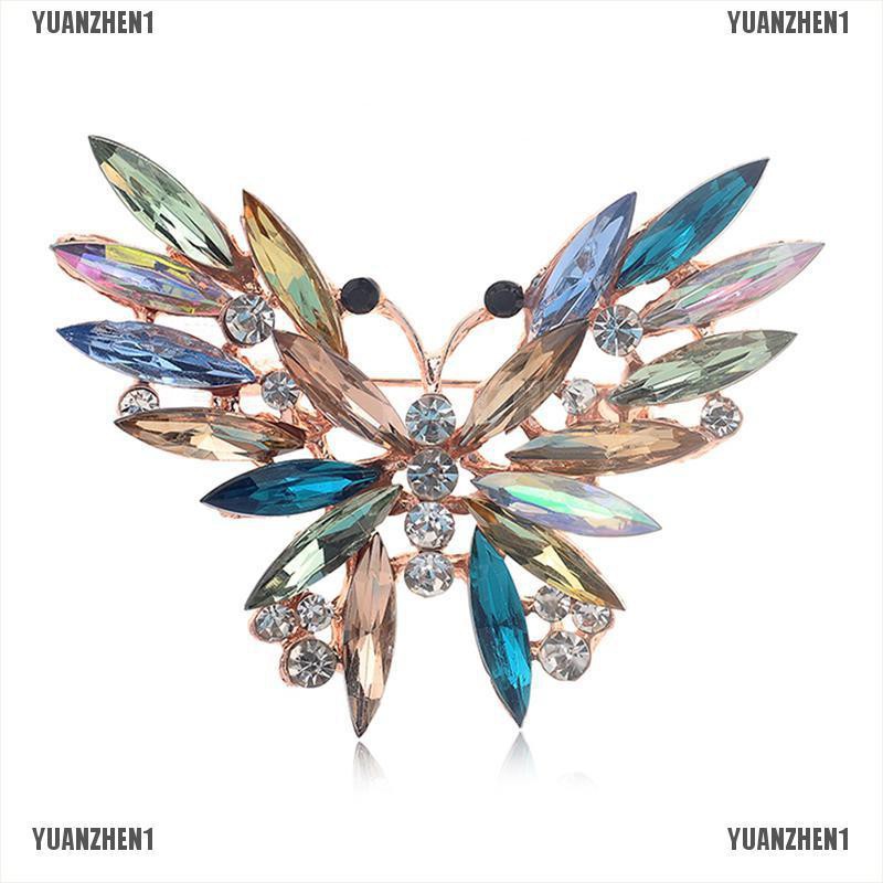 [YUANZHEN1] Trâm Cài Áo Họa Tiết Bướm Pha Lê Nhiều Màu Sắc Tráng Men Cho Nữ