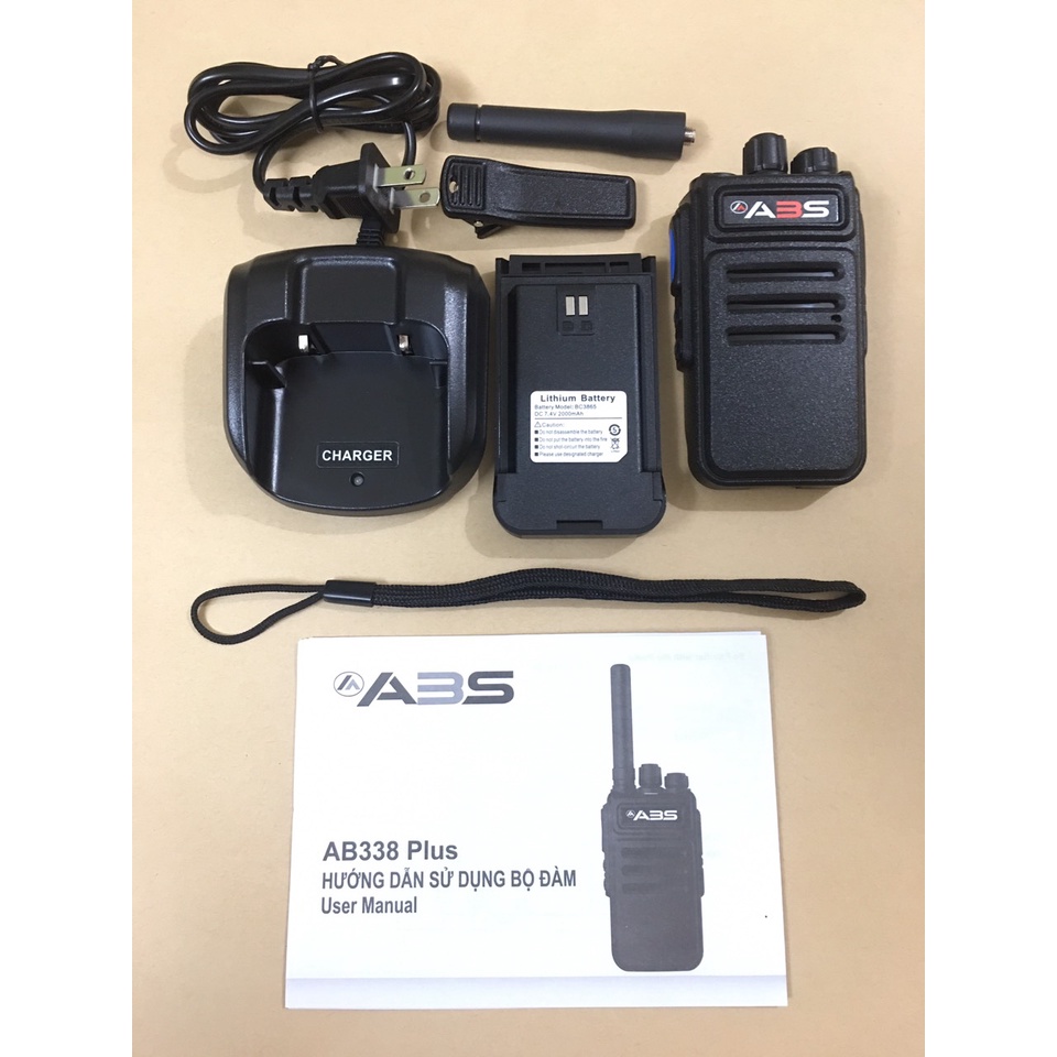 Bộ 4 Chiếc Bộ đàm Chính hãng Siêu bền bỉ ABS AB338 Plus , 2 Phương thức sạc Đời Mới