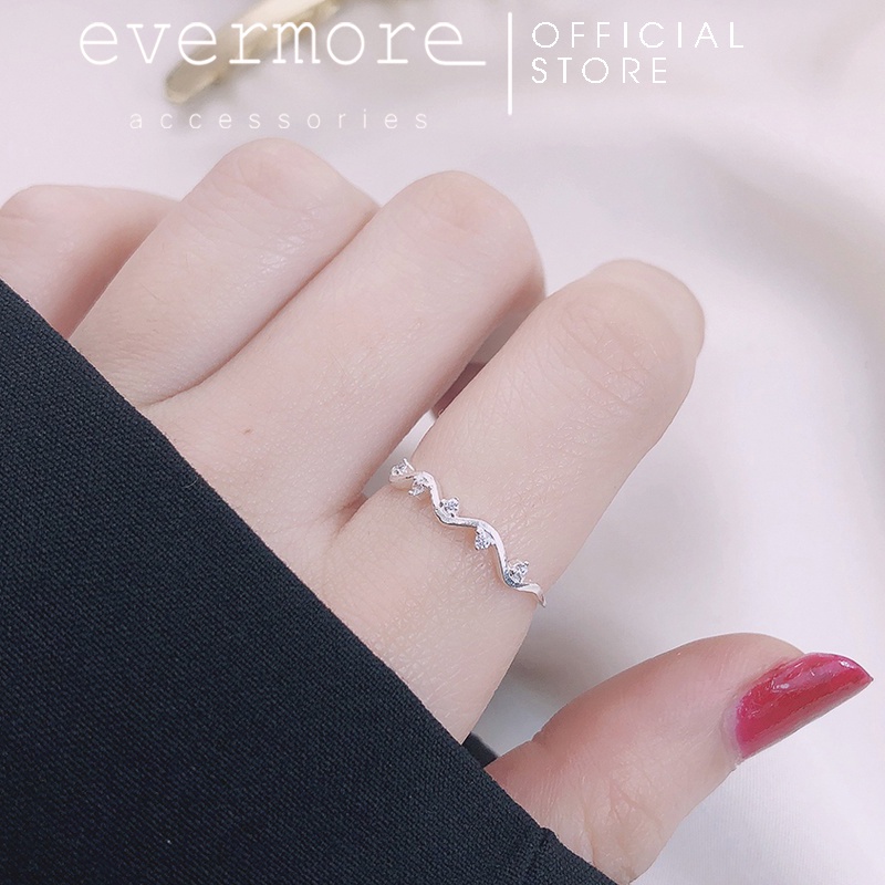 Nhẫn bạc EVERMORE, nhẫn bạc dây nụ hoa Ngọc nữ đính đá dễ thương, minimalism - N054