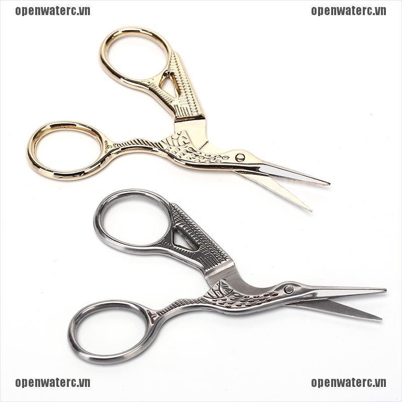 silver Bộ Dụng Cụ Kéo Cắt May Thủ Công Hình Chim Hạc Màu Vàng Kiểu Vintage