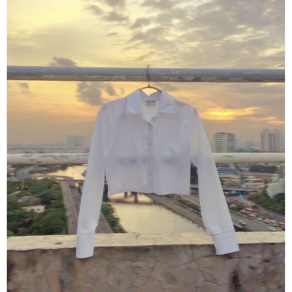 DALLA Áo sơ mi trắng nữ tay dài croptop Dalla Saigon | BigBuy360 - bigbuy360.vn