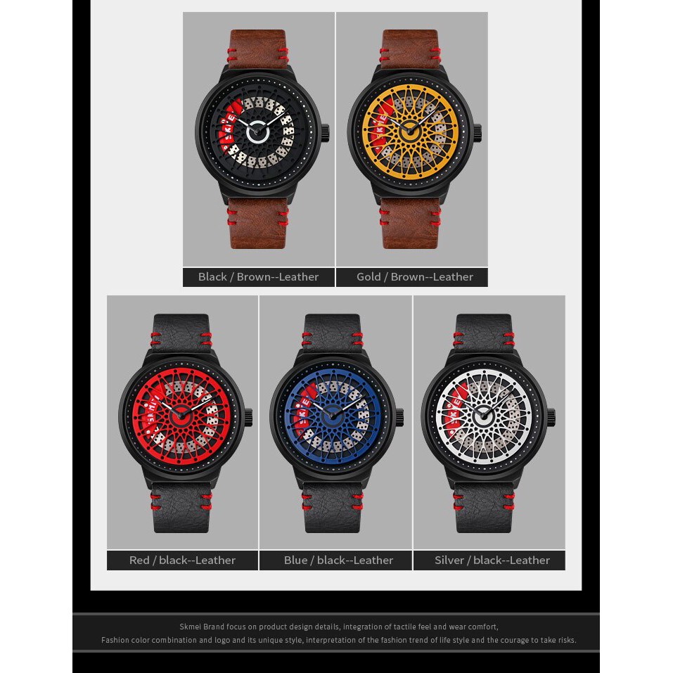 Đồng hồ đeo tay thạch anh SKMEI 9217 với mặt đồng hồ dạng xoay chống sốc chống thấm nước sáng tạo thời trang cho nam