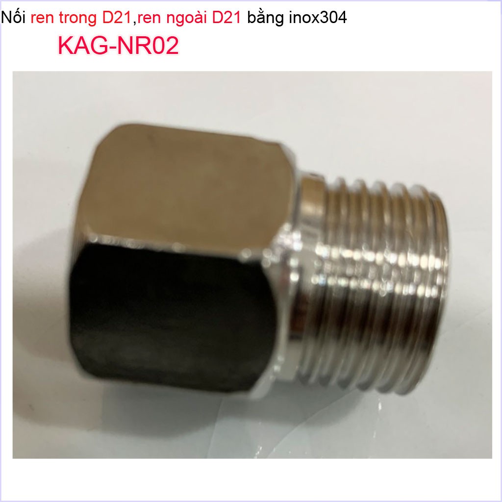 Nối ren trong ren ngoài D21 Nixcor KAG-NR02 Inox, Đầu nối đổi ren - Phụ kiện đổi ren Inox (cà Rá)