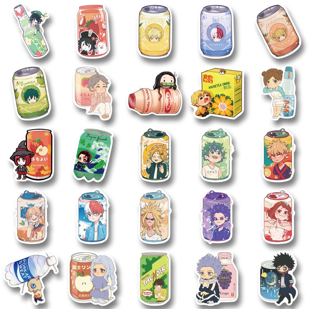 Bộ 50 Miếng Dán Trang Trí Bình Nước Họa Tiết Hoạt Hình Dễ Thương Chống Thấm Nước