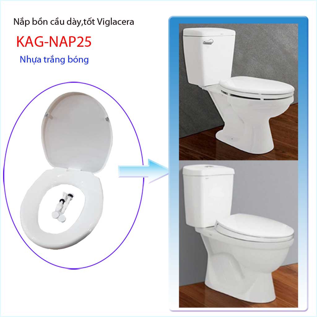 Nắp đậy bồn cầu Viglacera VI66-VI177, nắp bàn cầu cao cấp dày KAG-NAP25