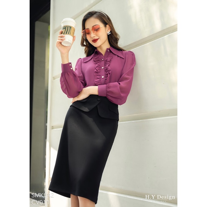 Chân váy vạt tròn cách điệu - Đen ( CV011)