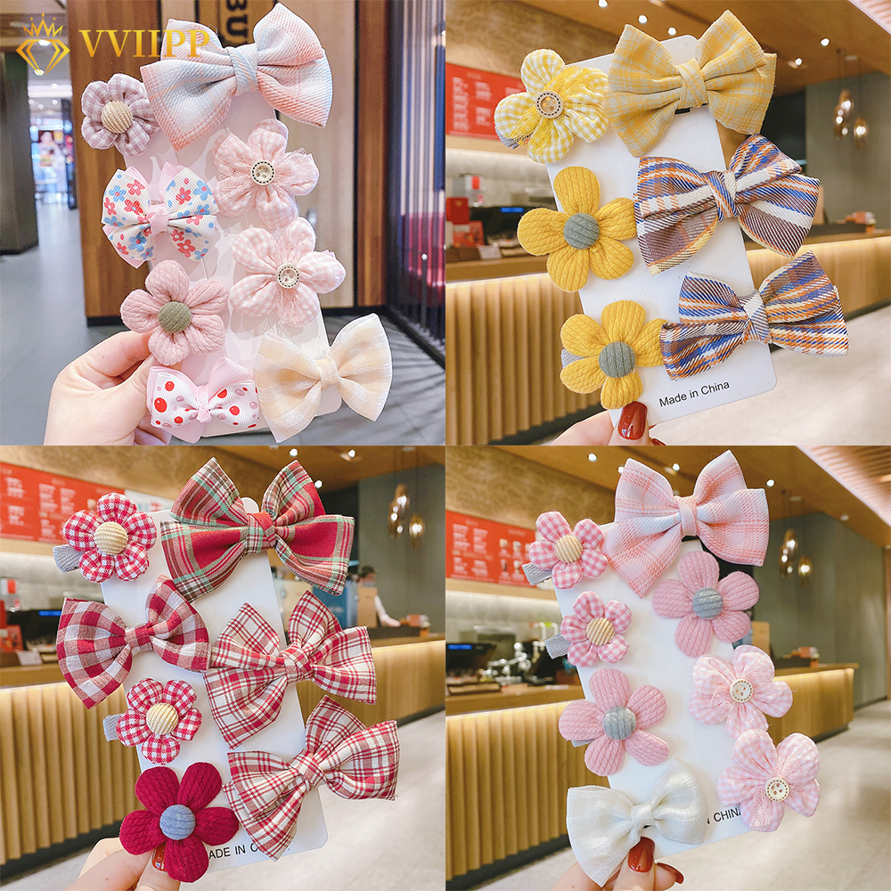 Set kẹp tóc họa tiết nơ và hoa phong cách Hàn Quốc xinh xắn cho bé