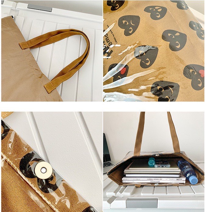 Túi tote túi vải canvas bóng kính phong cách thời trang hàn quốc