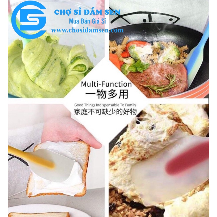 Cây quét kem nhiều màu G233-QuetKem-Mau, Phới dẹt trộn bột silicone đúc liền lõi màu, Spatula- cây trộn bột, cây vét thự